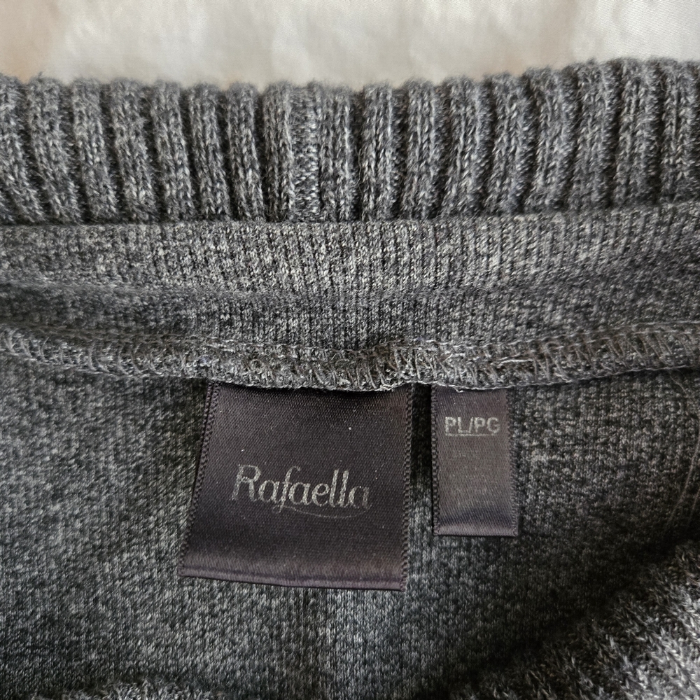 Rafaella sz L Petite grey cowl neck fringe tassel hem cotton blend sweater - Picture 3 of 9